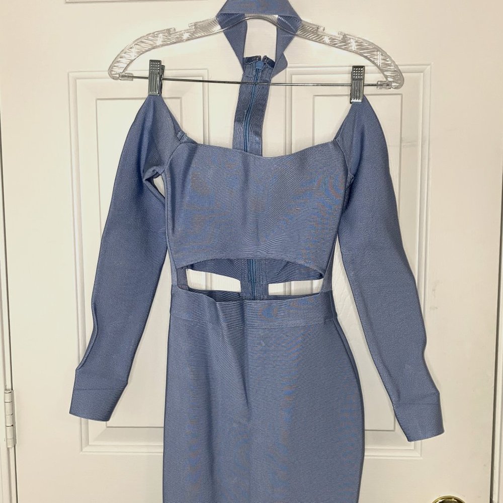 Hot Miami Styles - Baby Blue Bodycon Cutout Mini Dress - NWT